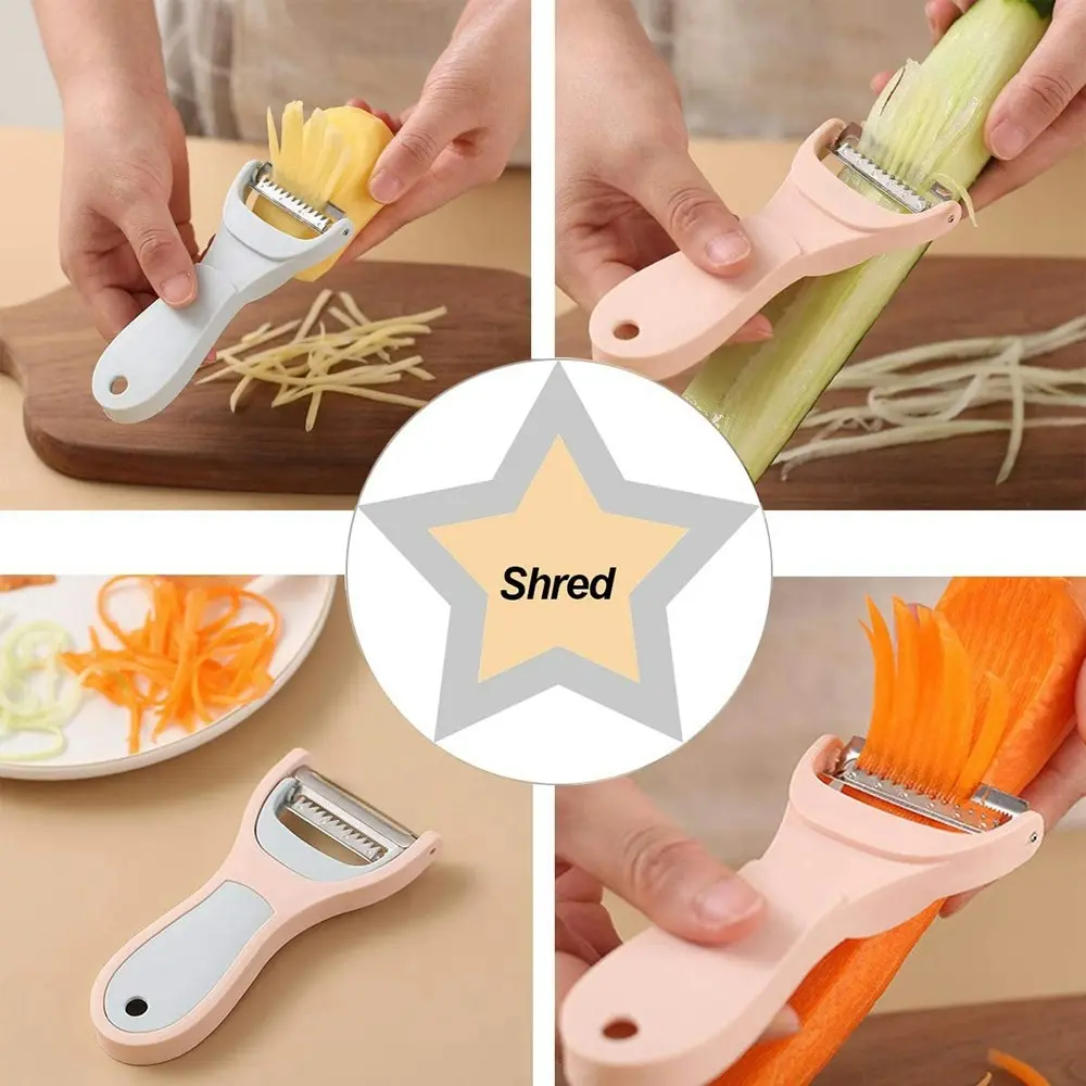 2-in-1 Kitchen Multifunction Julienne Peeler Stainless Steel Serrated Shredder