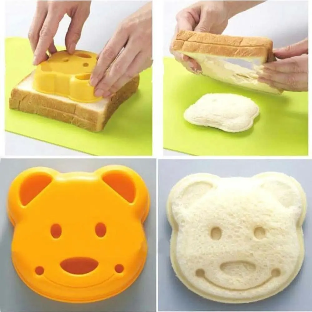 2Pcs Teddy Bear Sandwich Mold Toast Bread Making Cutter Mould Baking Tools