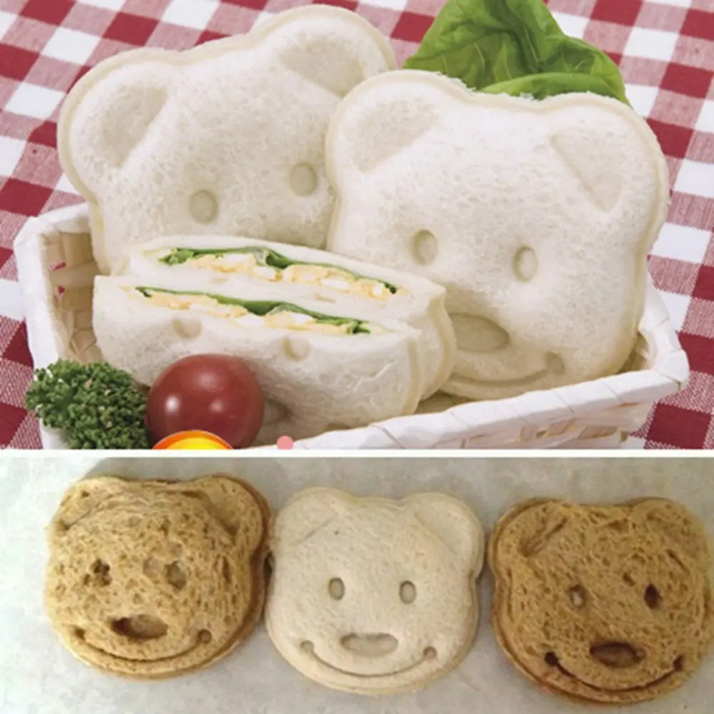 2Pcs Teddy Bear Sandwich Mold Toast Bread Making Cutter Mould Baking Tools