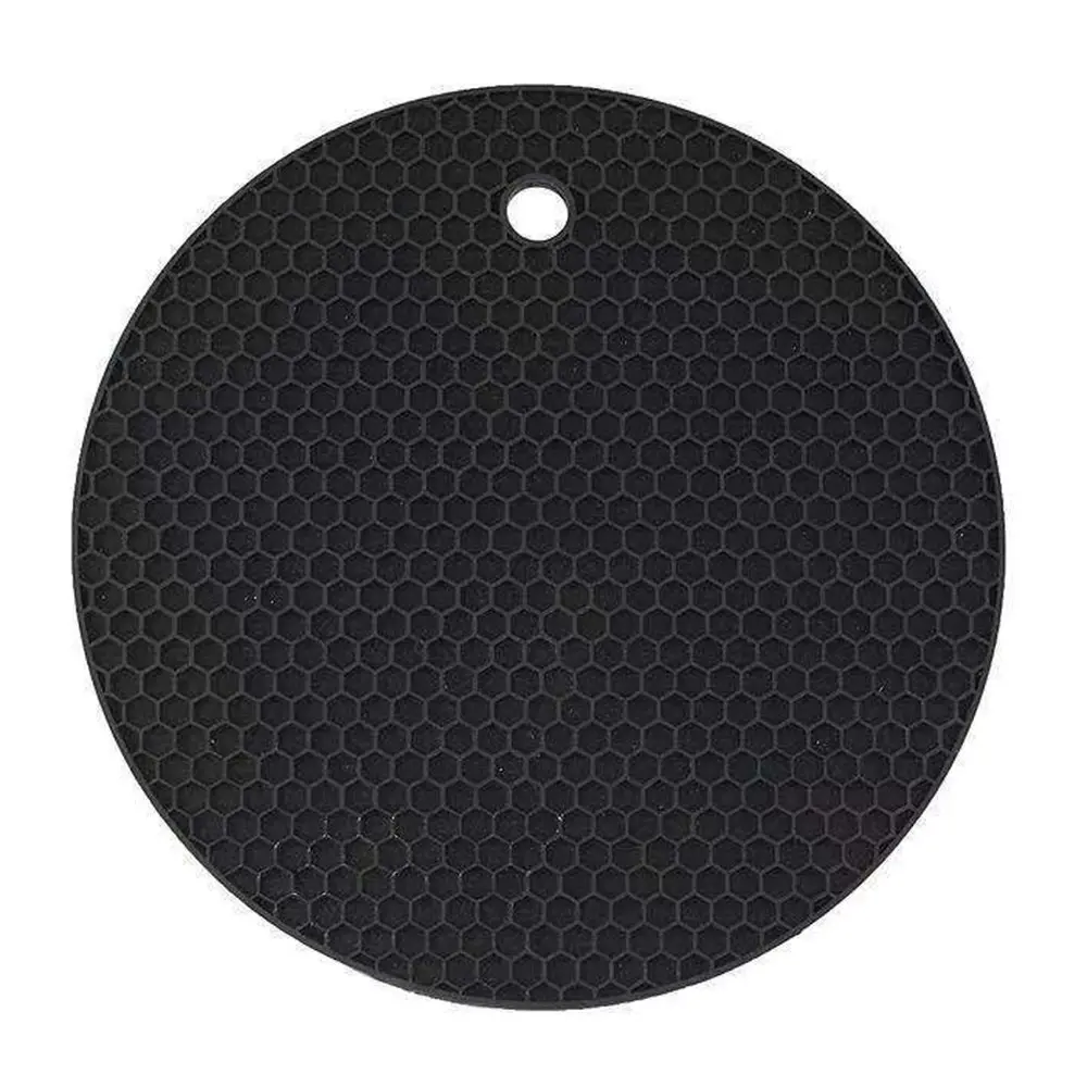 4 Pcs Silicone Mat Coaster Food Grade Material Placemat Non-slip Table Mat-Black