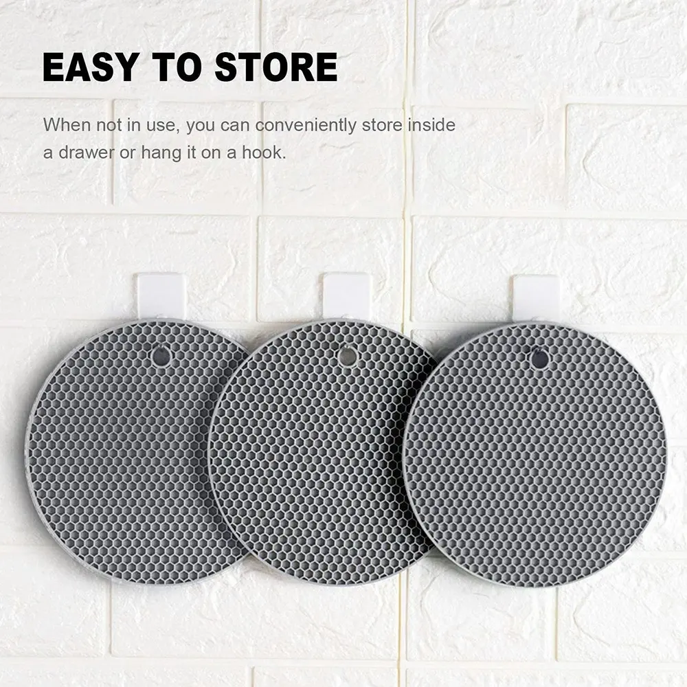 4 Pcs Silicone Mat Coaster Food Grade Material Placemat Non-slip Table Mat-Gray