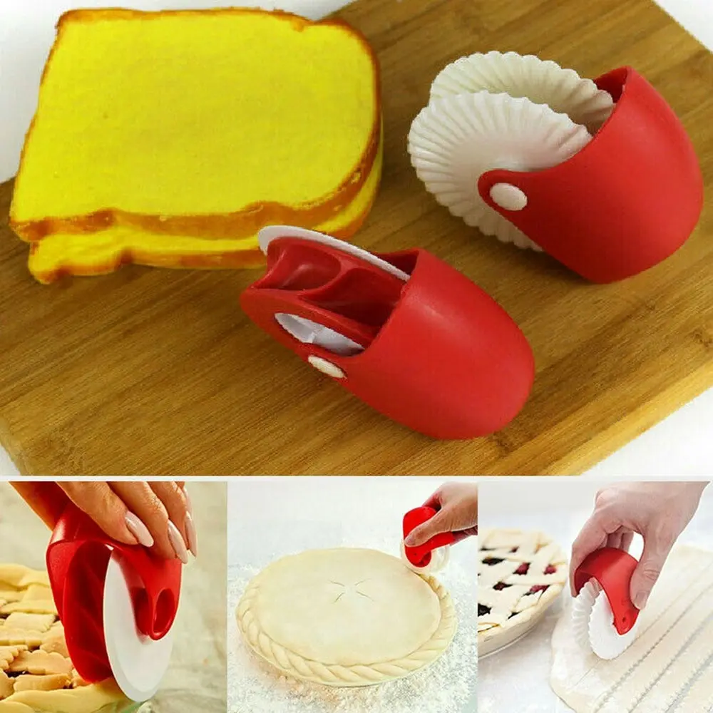 2Pcs Kitchen Dough Cutter Tool Helper DIY Pizza Pastry Lattice Pie Cutter