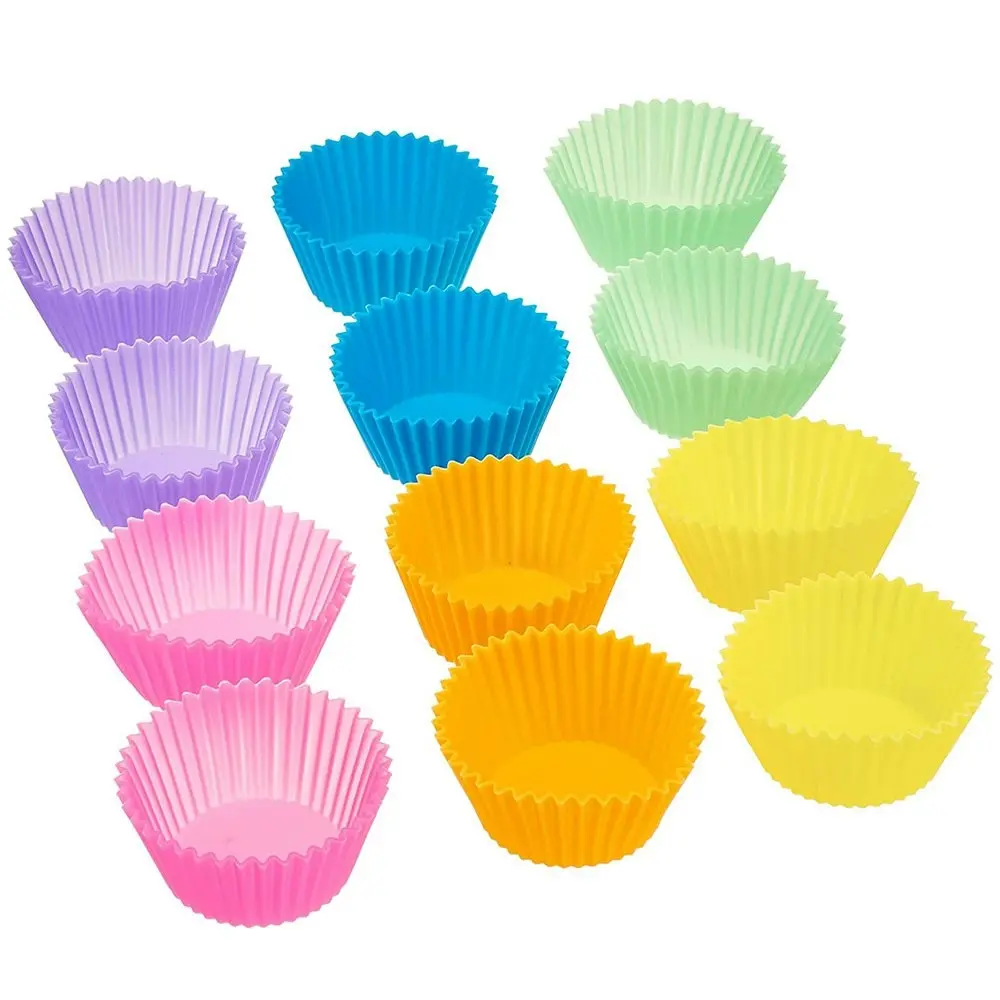 12 Pack Reusable Silicone Baking Cups Muffin Liners