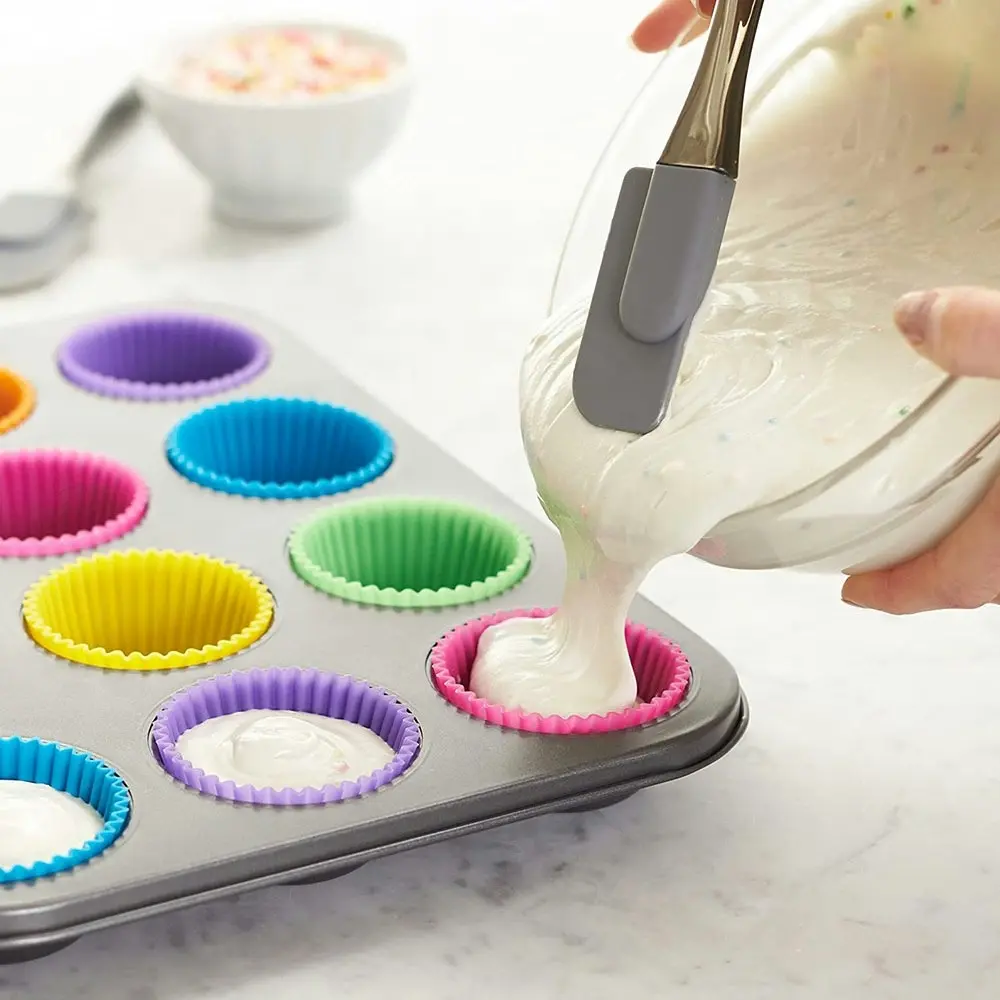 12 Pack Reusable Silicone Baking Cups Muffin Liners