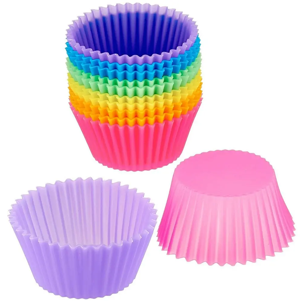 12 Pack Reusable Silicone Baking Cups Muffin Liners