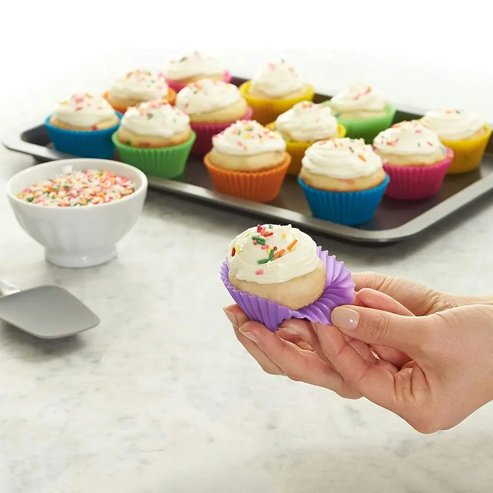 12 Pack Reusable Silicone Baking Cups Muffin Liners