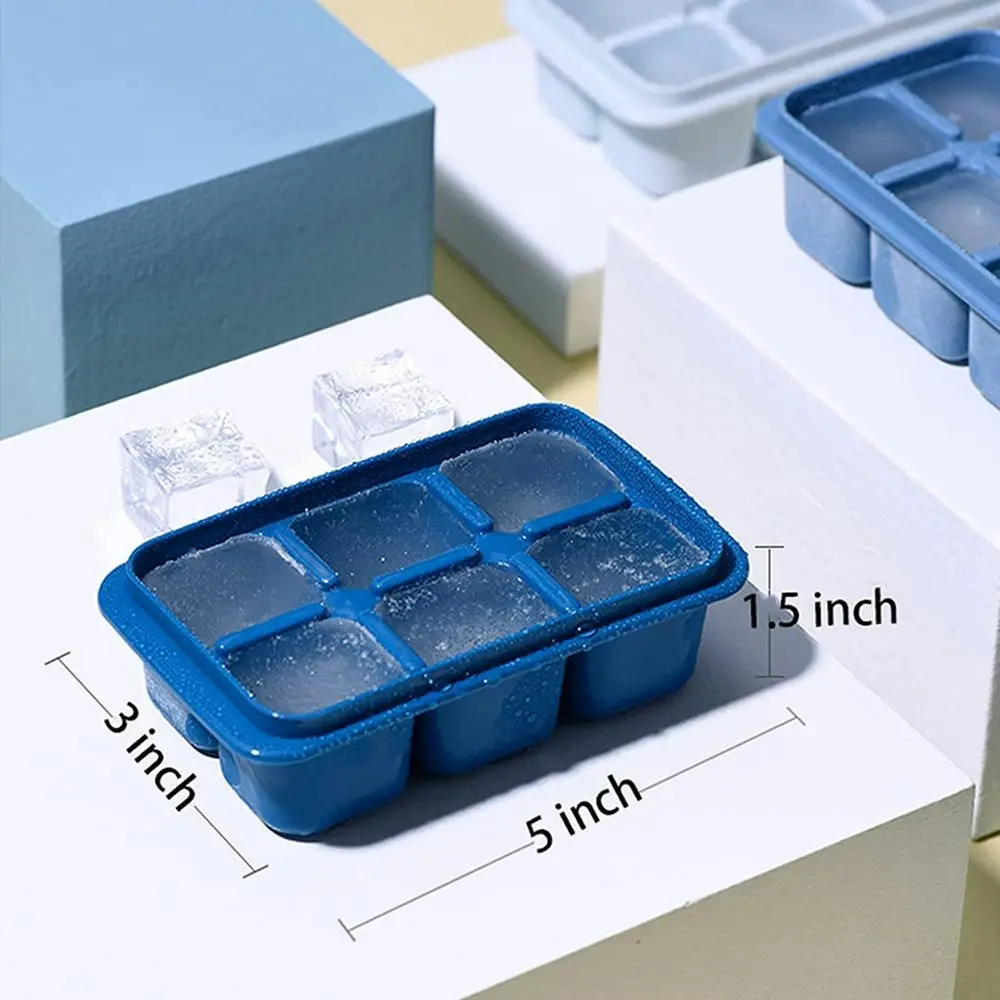 3pcs DIY square ice cube mold with lid for household use 6 bottom ice tray