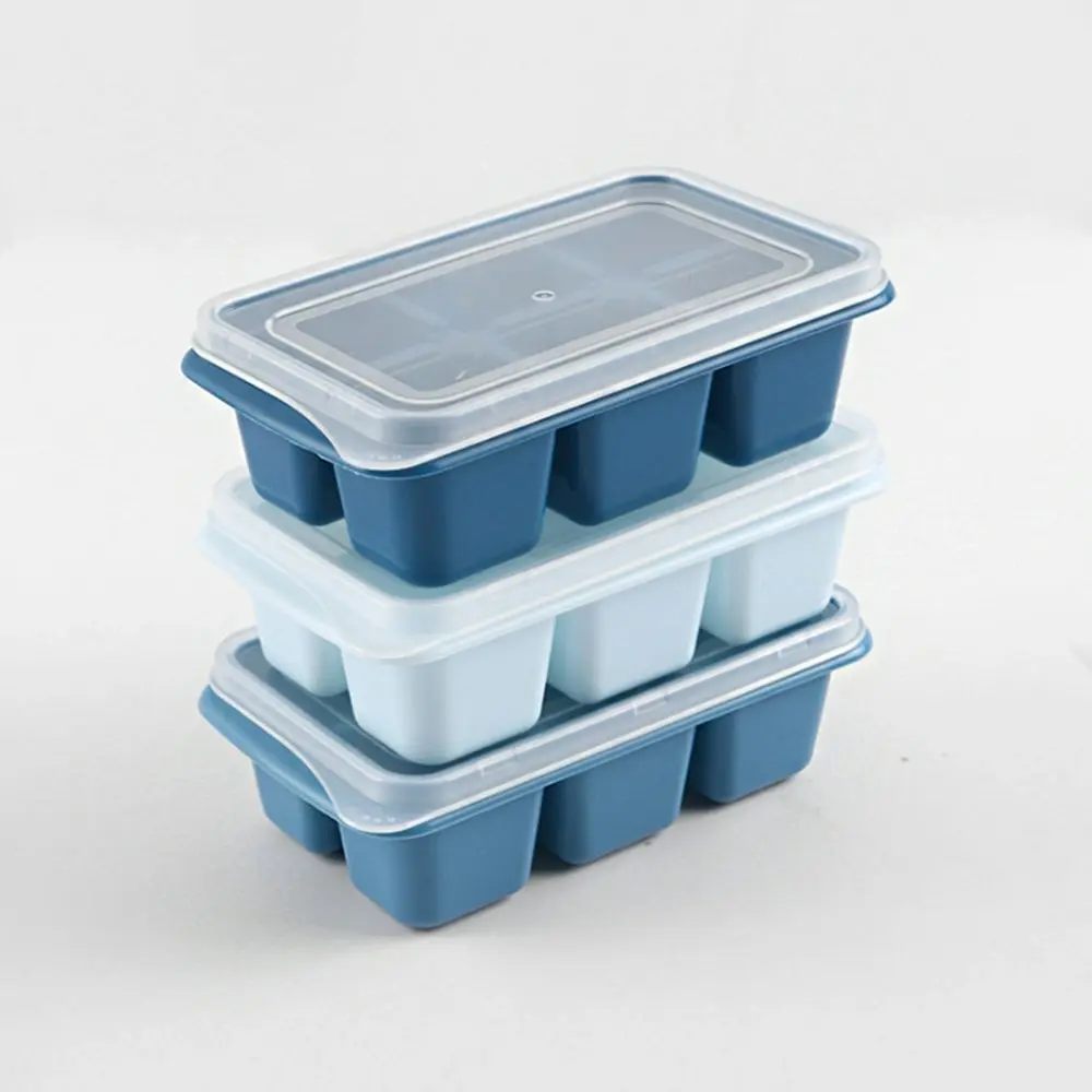 3pcs DIY square ice cube mold with lid for household use 6 bottom ice tray