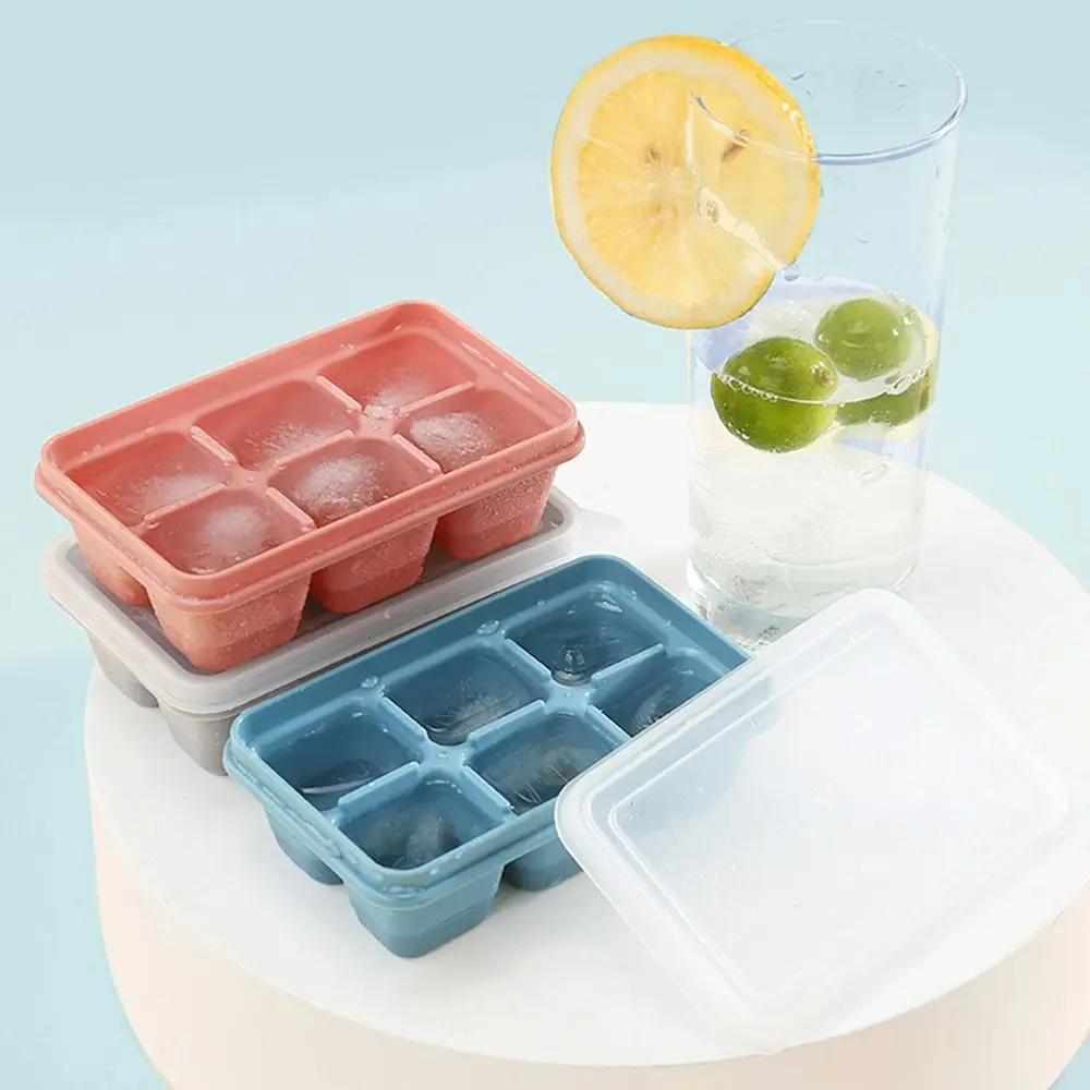 3pcs DIY square ice cube mold with lid for household use 6 bottom ice tray