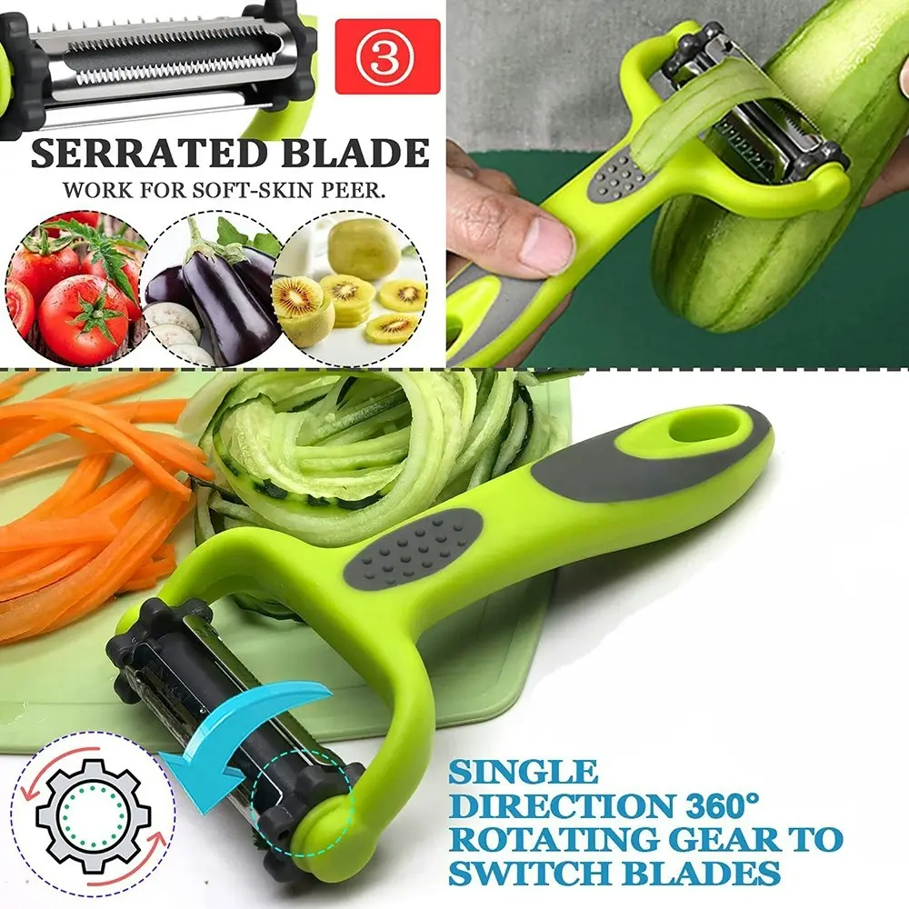 2 pcs 3 in 1 peeling knife rotating fruit and vegetable peeling knife