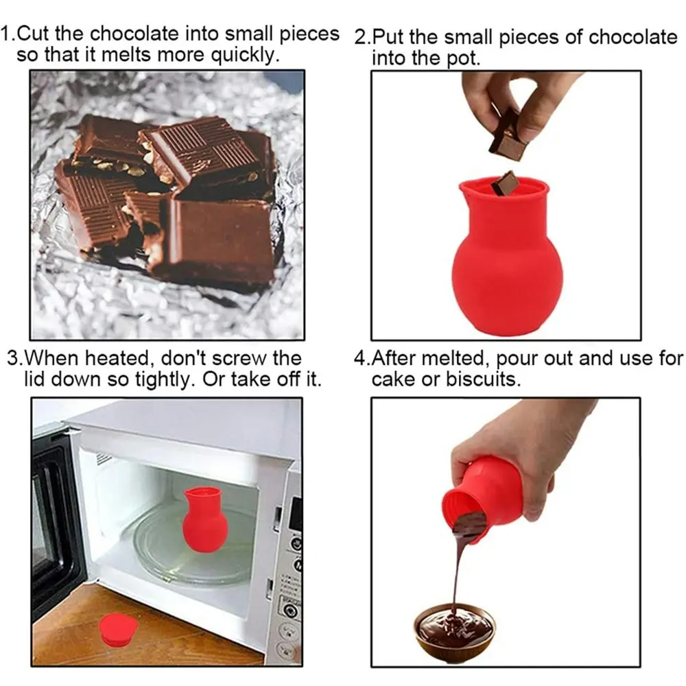 2 Pack Chocolate Melting Pot Silicone Chocolate Melter in Microwave