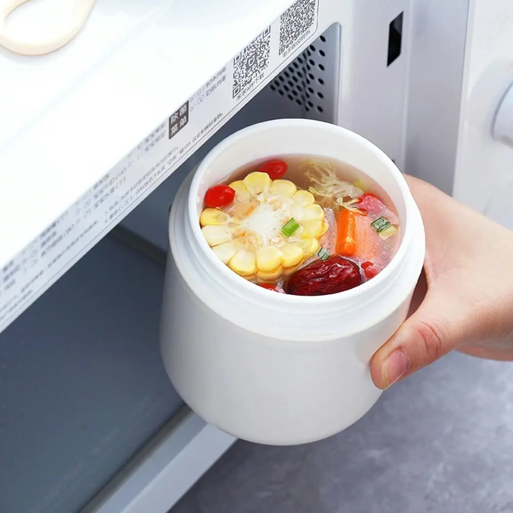 Portable Breakfast Plastic Water Cup Double Layer with Handle Sealed Soup Cup