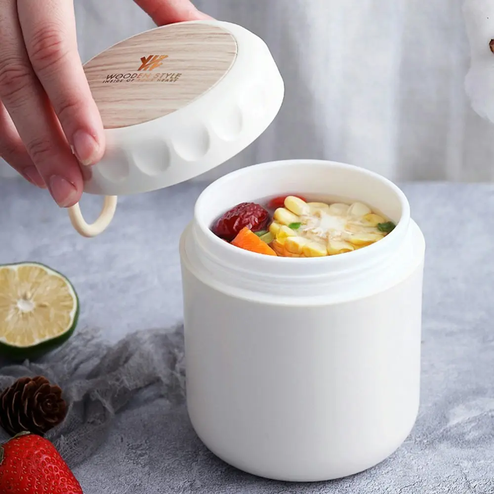 Portable Breakfast Plastic Water Cup Double Layer with Handle Sealed Soup Cup