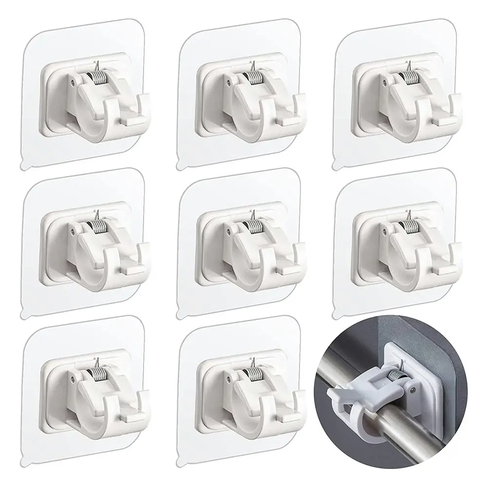 8pcs Self Adhesive Nail Free Curtain Rod Brackets Hooks