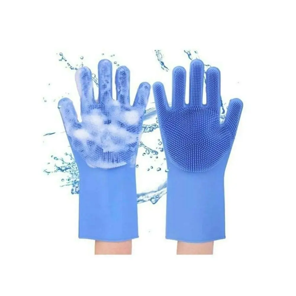 1 Pair Cleaning Gloves washing Gloves Silicone Reusable Cleaning Brush