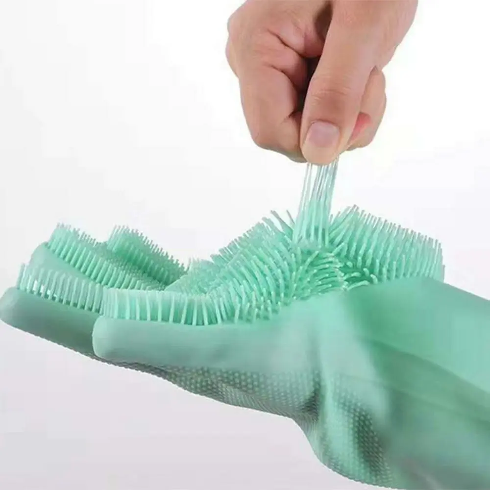 1 Pair Cleaning Gloves washing Gloves Silicone Reusable Cleaning Brush