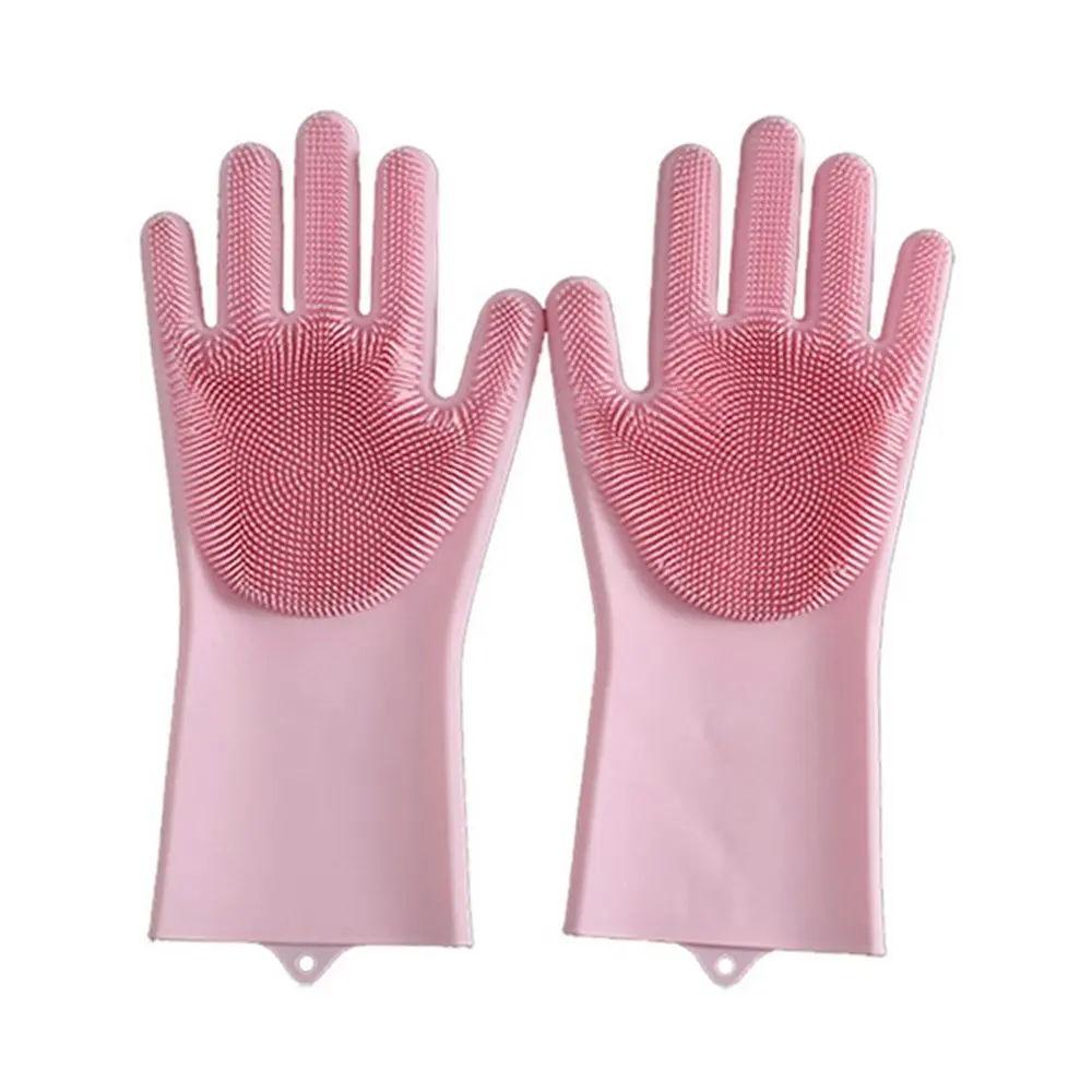 1 Pair Cleaning Gloves washing Gloves Silicone Reusable Cleaning Brush