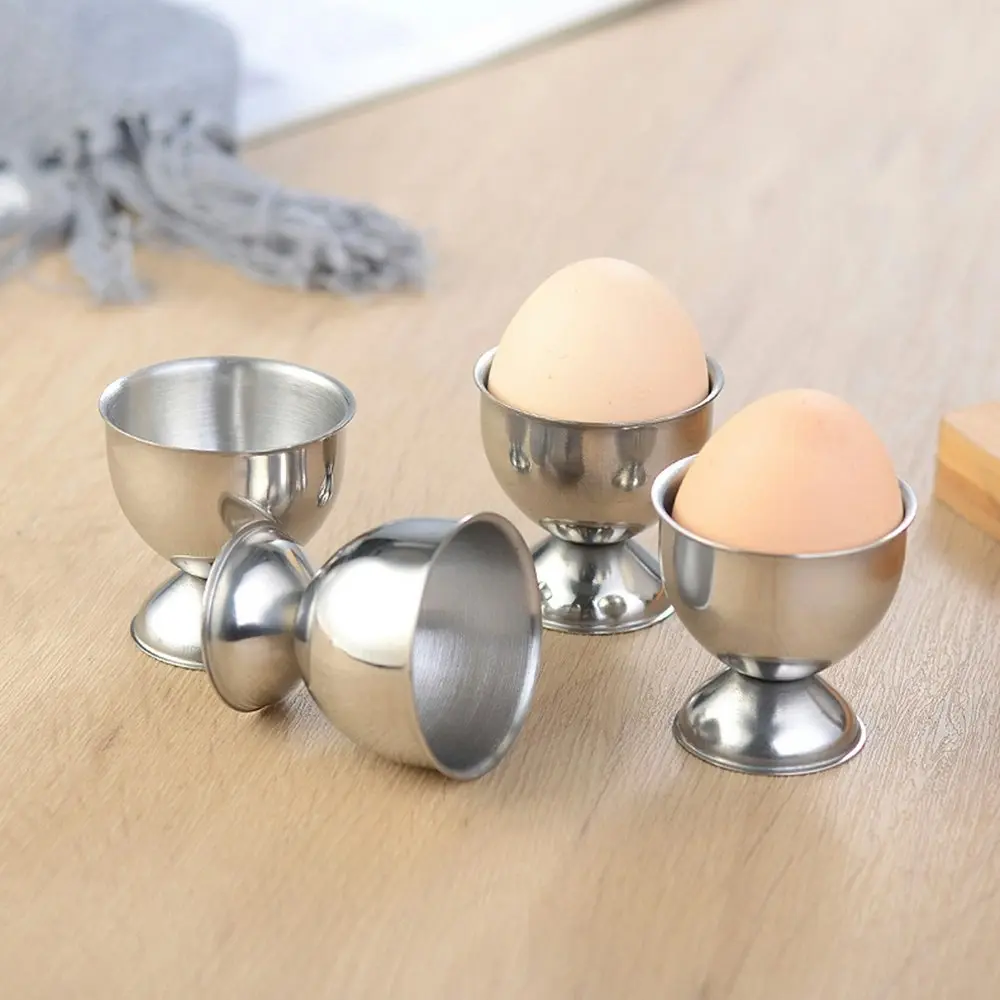 4 Packs Stainless Steel Egg Cup Tray Holder-Sliver