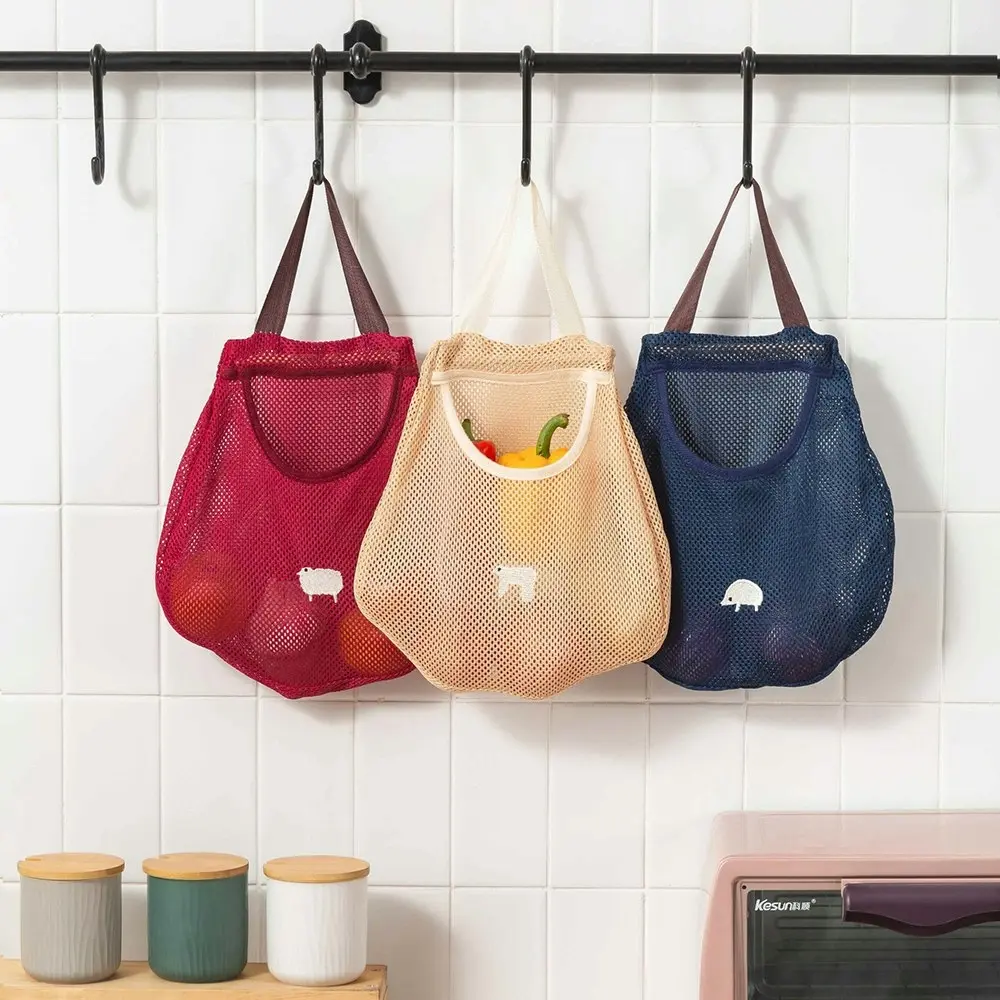 3Pcs Fruit and vegetable storage mesh bag kitchen wall-mounted storage bag