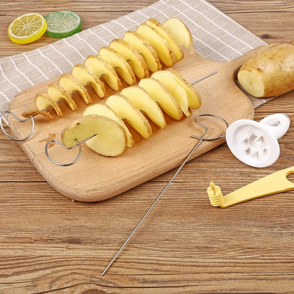 2 Set Spiral Potato Cutter Manual Slicer with 4 Stainless Steel Sticks