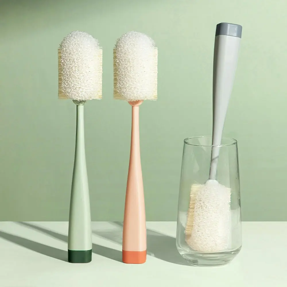 3Pcs Long Handle Bottle Brush Cleaner Cups Scrubber Sponge Cleaning Brush