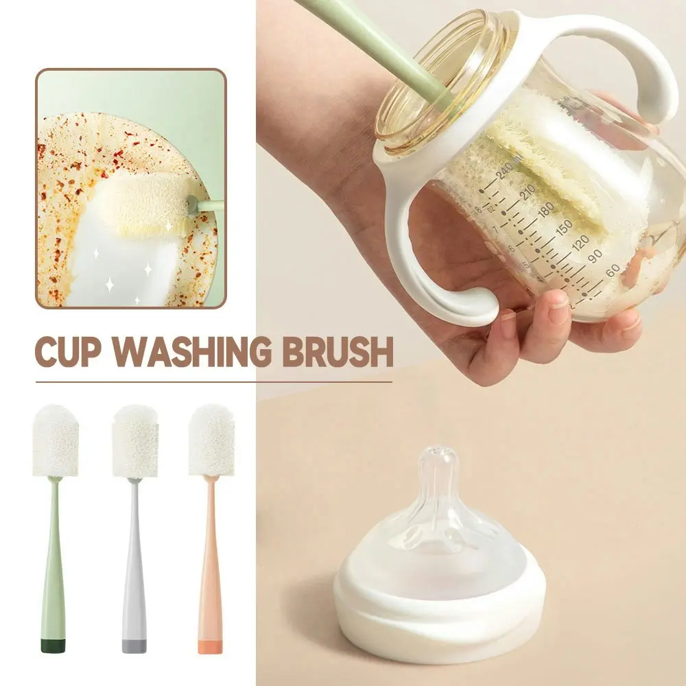 3Pcs Long Handle Bottle Brush Cleaner Cups Scrubber Sponge Cleaning Brush