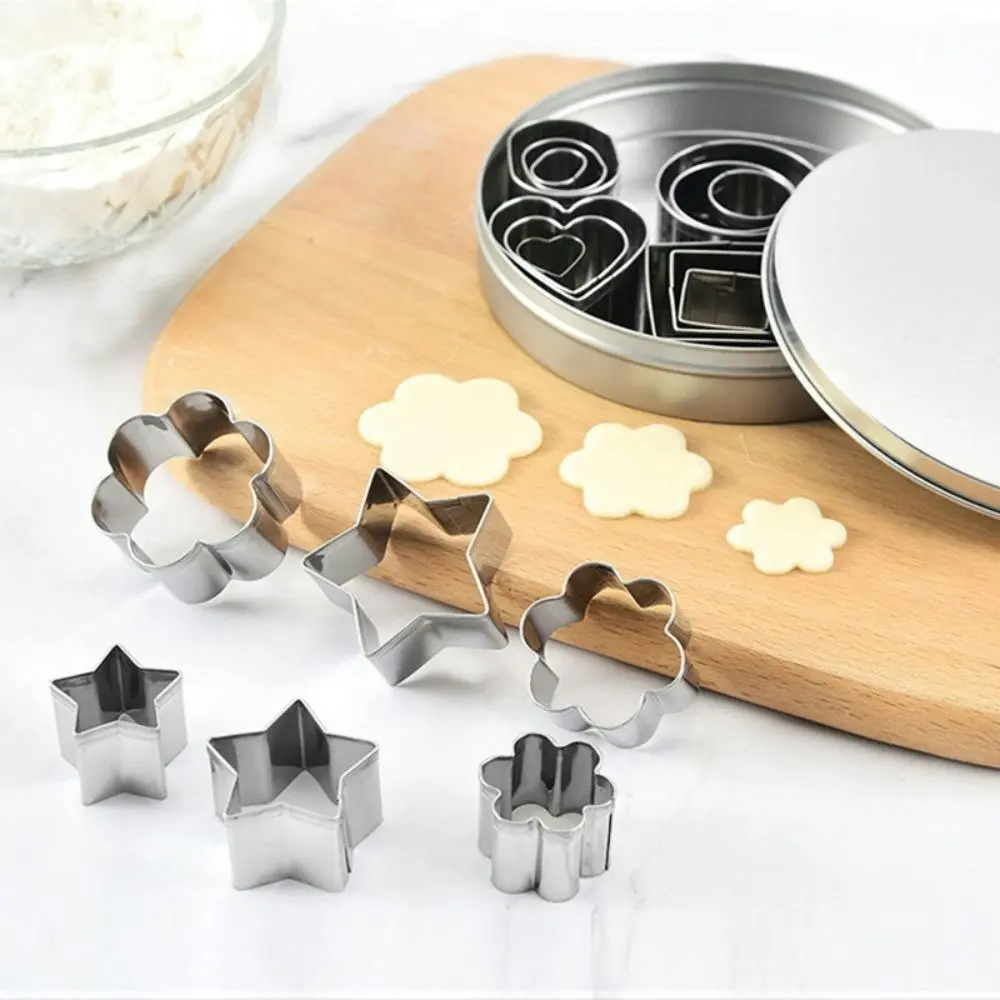 24pcs Cookie Cutters Shapes Baking Set Stainless Steel Geometric Shaped Biscuit Cutter