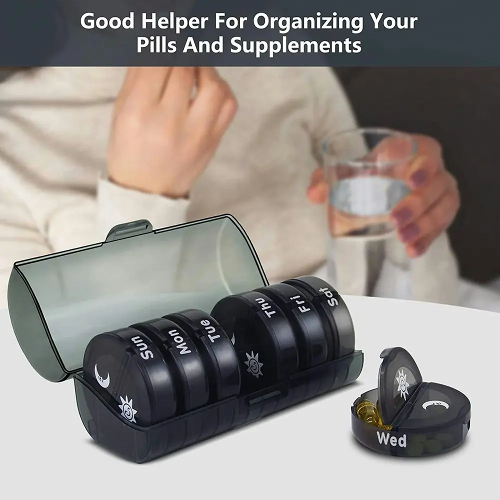 Weekly Pill Box Organizer 2 Times a Day Large Portable Medicine Organizer