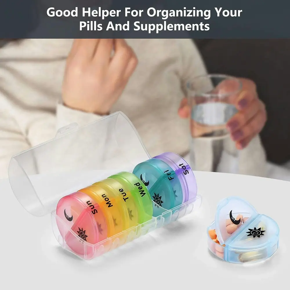 Weekly Pill Box Organizer 2 Times a Day Large Portable Medicine Organizer