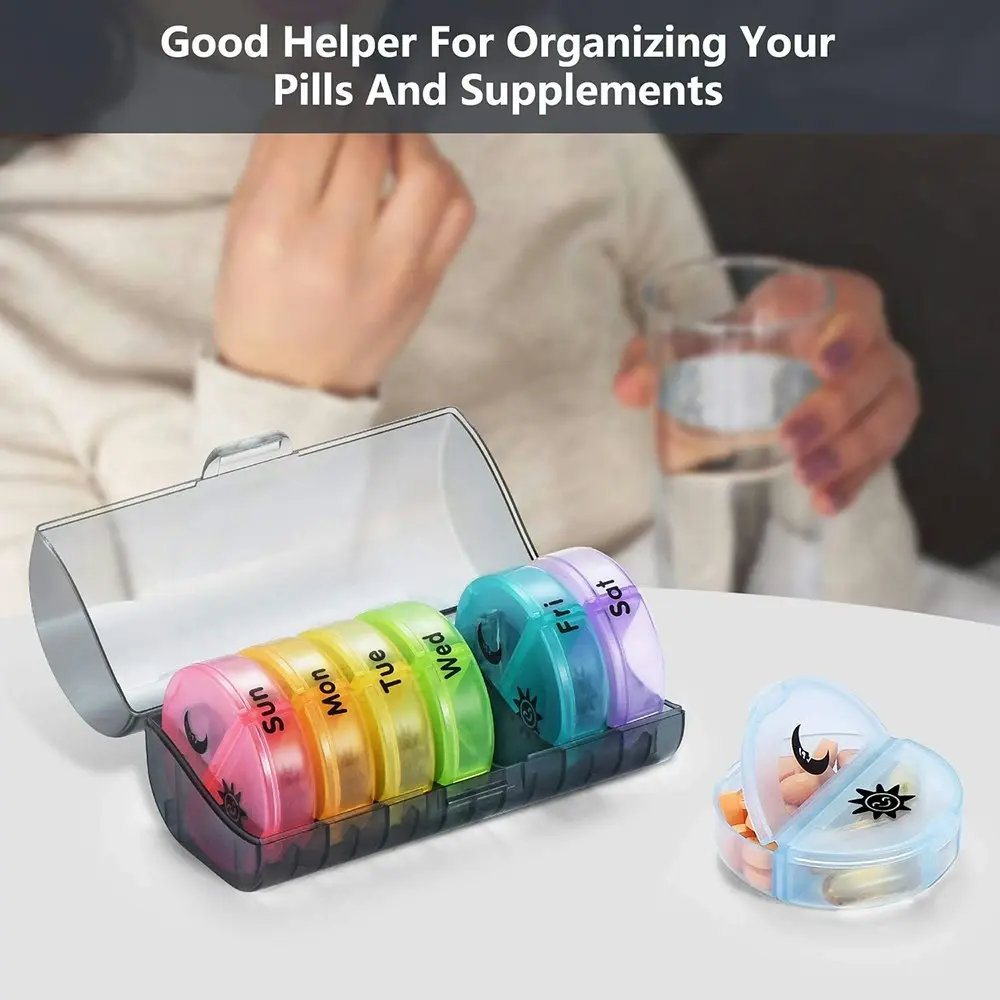 Weekly Pill Box Organizer 2 Times a Day Large Portable Medicine Organizer