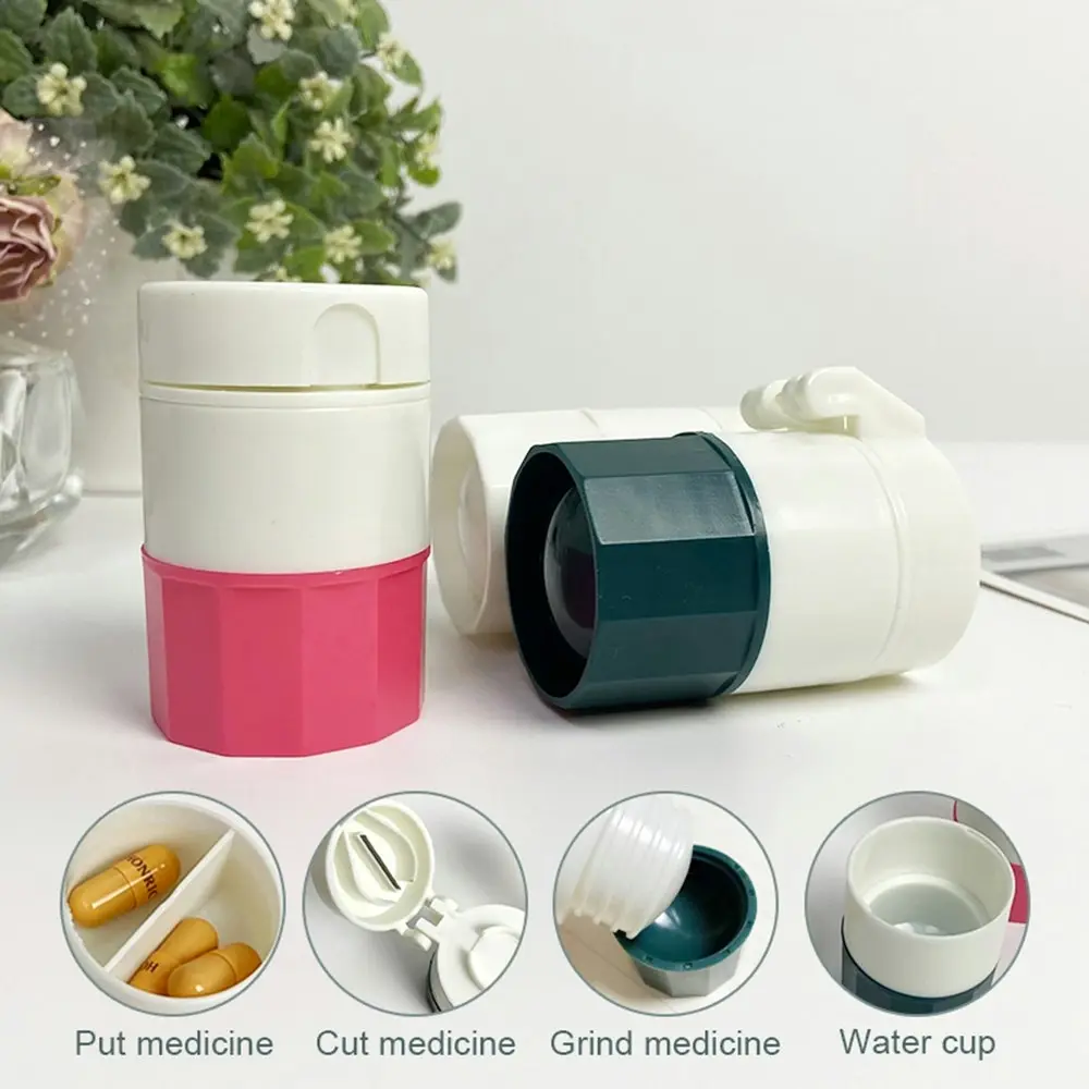 3Pcs Multifunction Portable 4 Layer Powder Pill Cutter Medicine Splitter Box