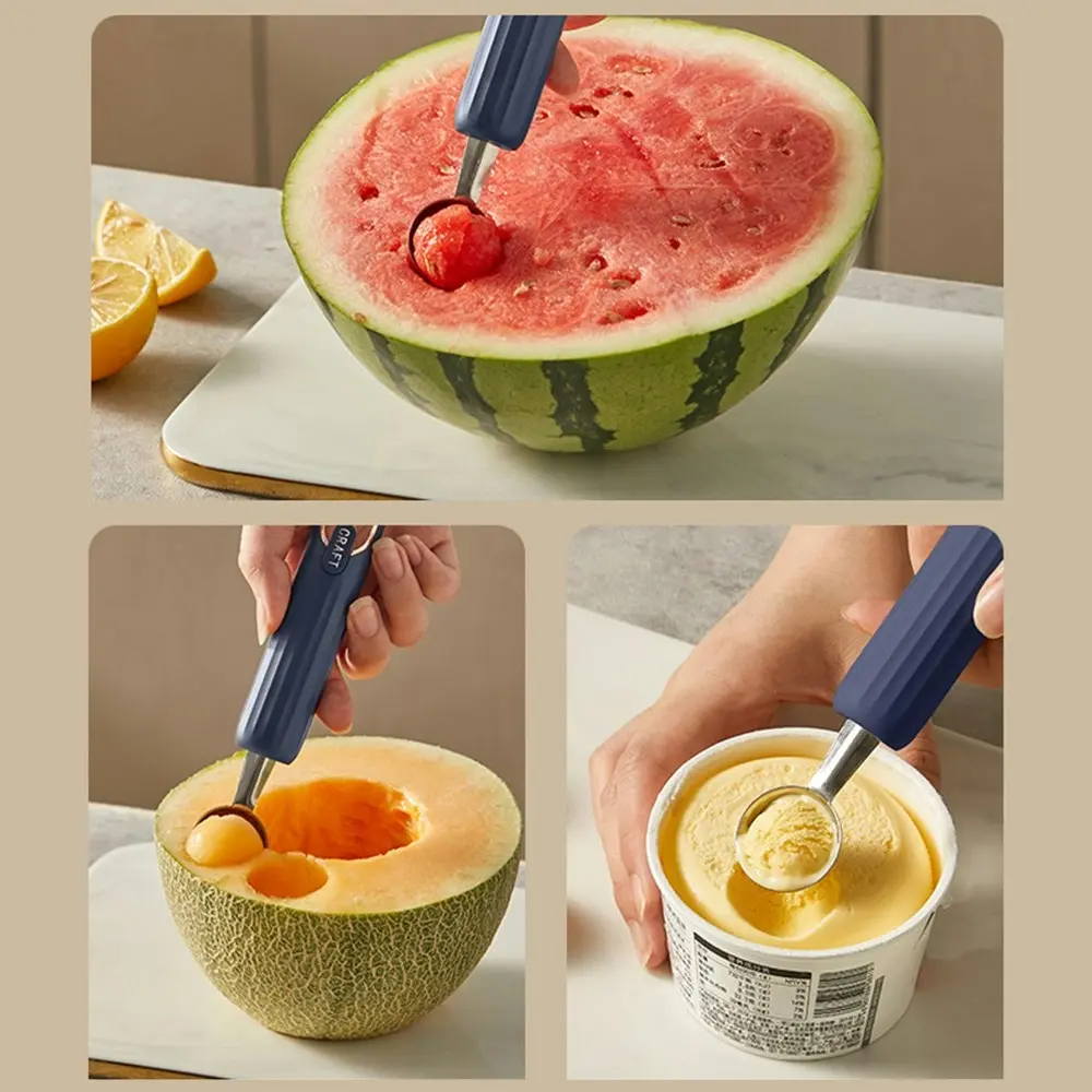 2Pcs Fruit Scoop Stainless Steel Watermelon Scoop Fruit Platter Tool