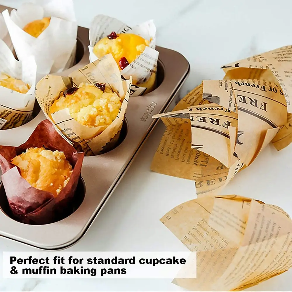 200pcs Tulip Cupcake Paper Cases Cupcake Paper Cups Oilproof Muffin Paper Cups