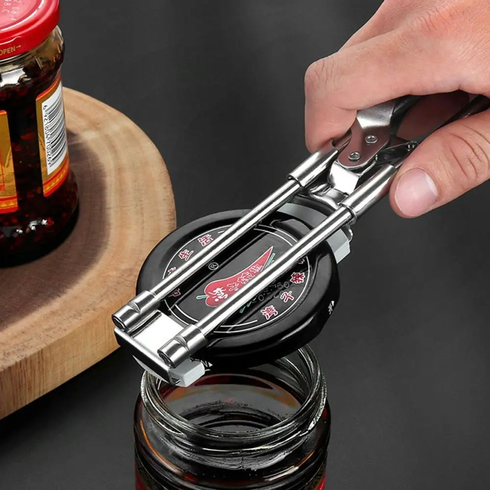 2Pcs Can Opener Adjustable Stainless Steel Non-Slip Manual Jar Bottle Lid Opener