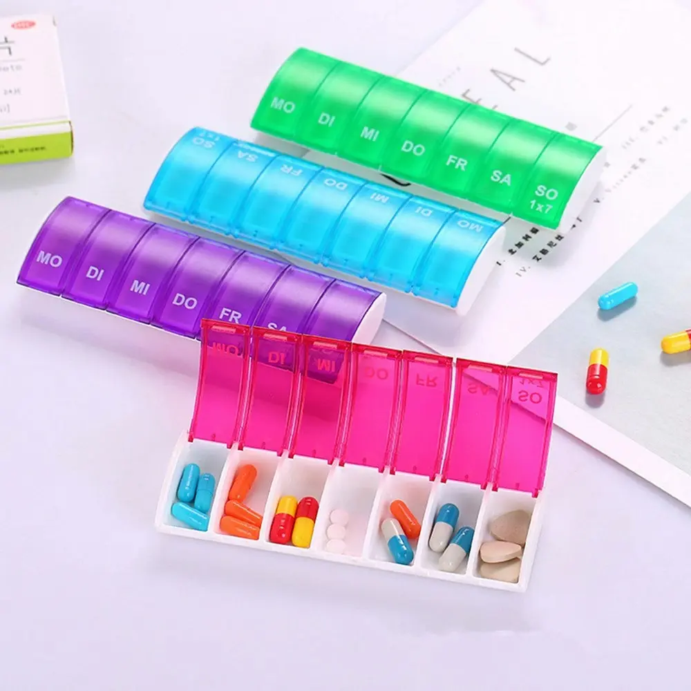 4PC Portable 7 Days Weekly Medicine Box Pill Storage Organizer Container