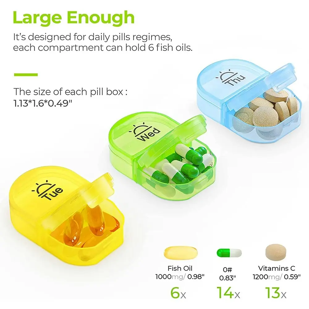 2-Times-a-Day Weekly Pill Organizer 7 Day Pill Box Portable Medicine Box