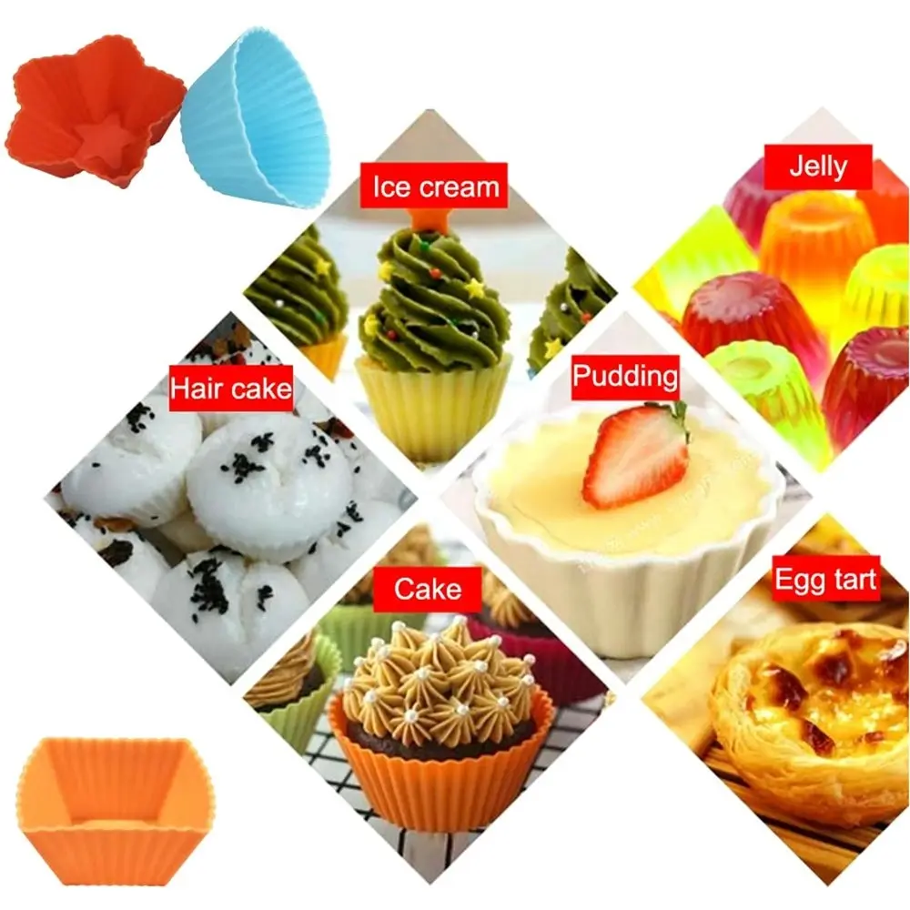 30 Packs Silicone Cupcake Mold,Reusable Non-Stick Silicone Baking Molds