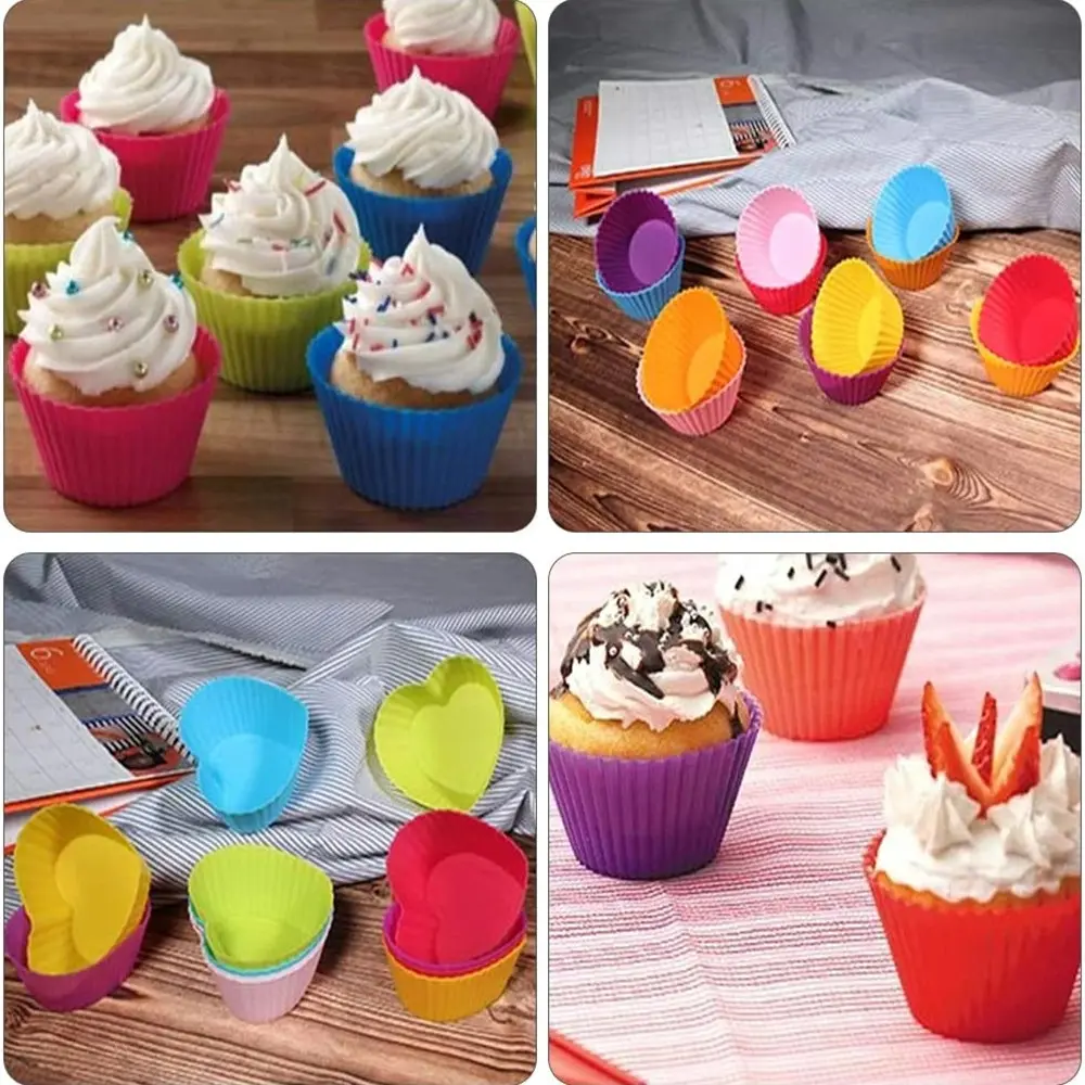 30 Packs Silicone Cupcake Mold,Reusable Non-Stick Silicone Baking Molds