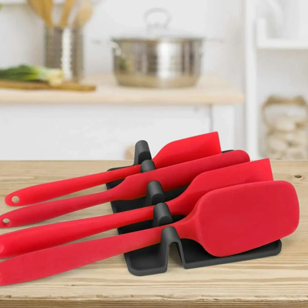 2 pack silicone utensil rest with drip pad for multiple utensils