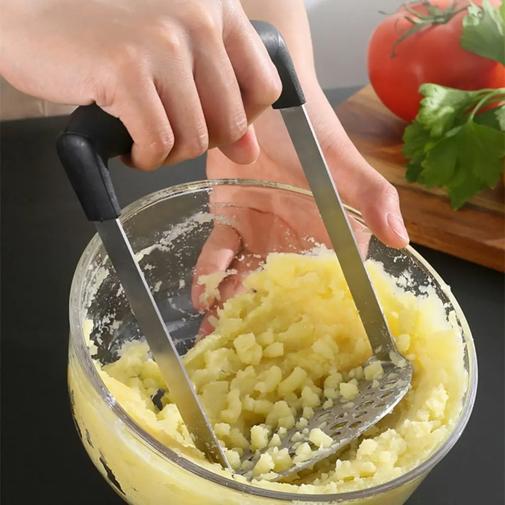 2 Pack Stainless Steel potato masher vegetable and fruit masher-Sliver