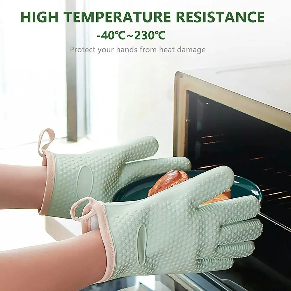 2 Pack Heat Resistant Silicone Oven Mitt Oven Gloves for Cooking Baking