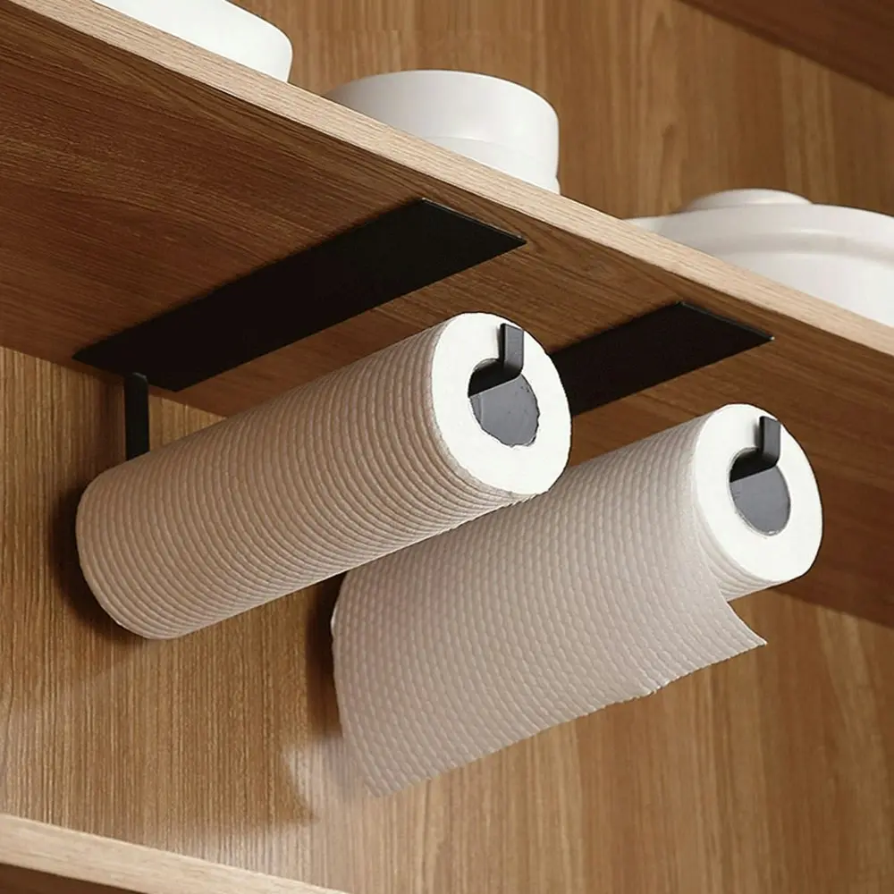 Paper Towel Holder Hanger Rack Kitchen Shelf Organizer Under Cabinet Roll Cup