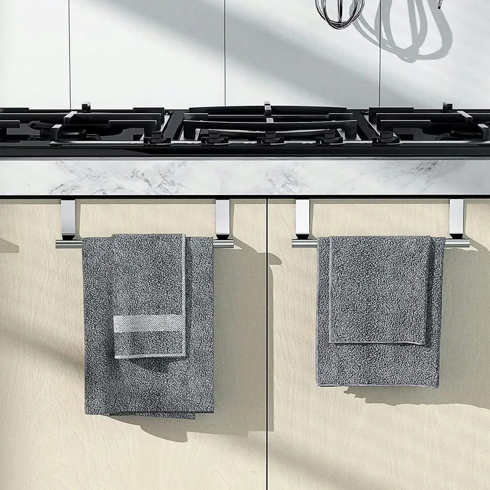 2 pack Stainless steel bathroom towel rack kitchen cabinet towel rag rack