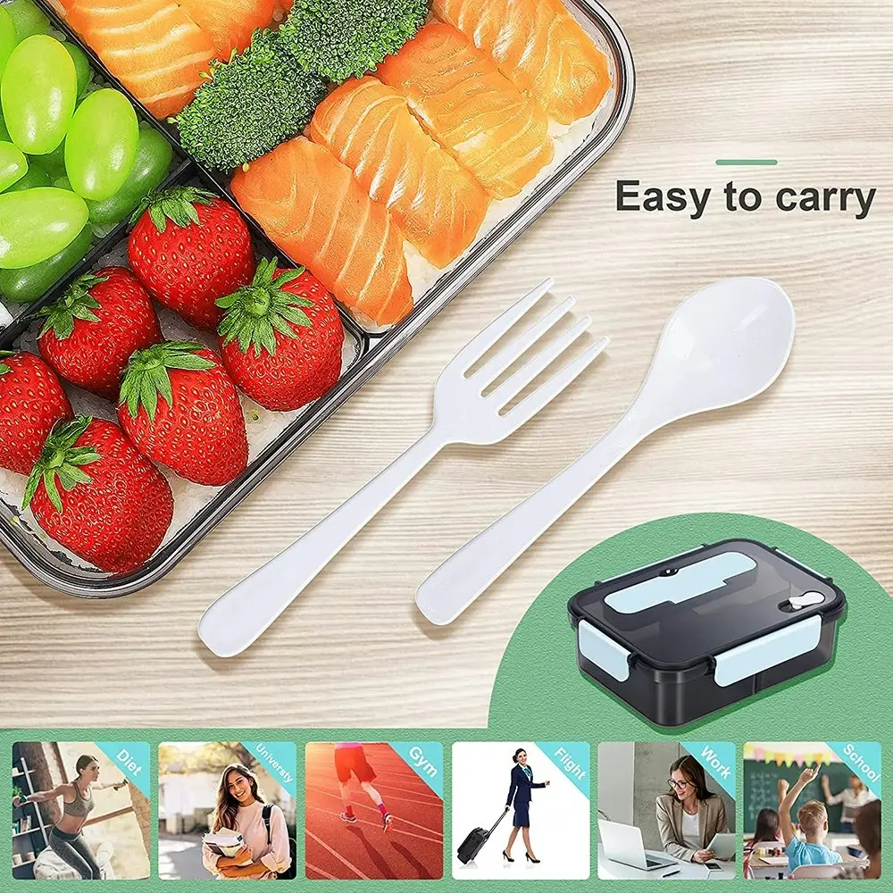 Transparent lunch box portable sealed Bento box with tableware