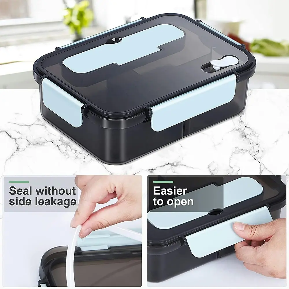 Transparent lunch box portable sealed Bento box with tableware