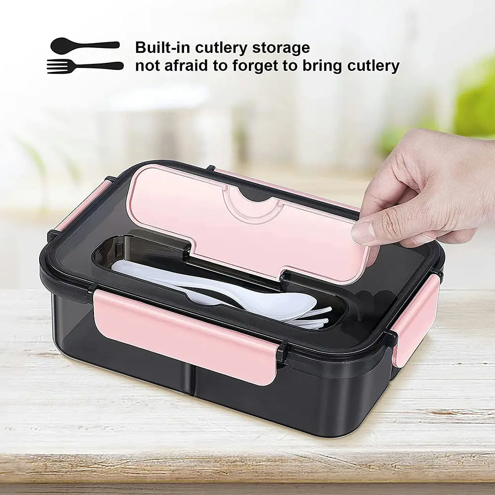 Transparent lunch box portable sealed Bento box with tableware