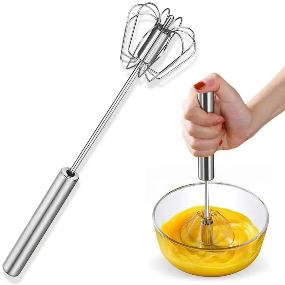 3 pack Stainless Steel Rotating Semi-Automatic Eggbeater