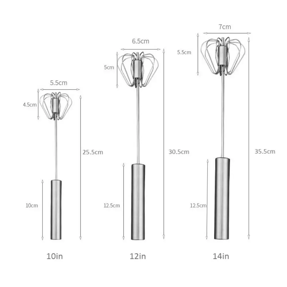 3 pack Stainless Steel Rotating Semi-Automatic Eggbeater