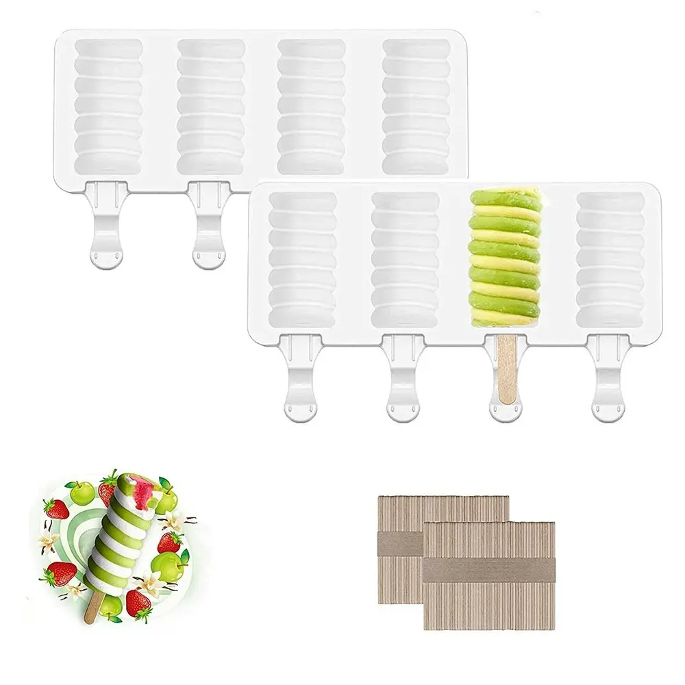 Silicone ice cream mold with 50 Wooden Sticks for DIY Popsicle