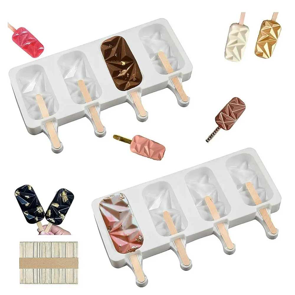 Silicone ice cream mold with 50 Wooden Sticks for DIY Popsicle